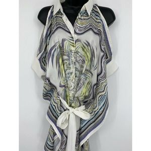 BEAUTIFUL Sara Roka Women's Button Up Silk Blouse